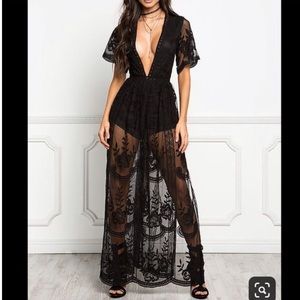 Honey Punch Black Butterfly Maxi-Dress